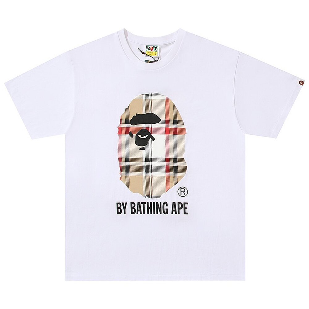 BAPE Check Ape Head T-Shirt White Multi Beige | A Bathing Ape